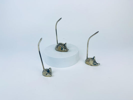 Product image for 'vintage small brass mice jewellery receipt storage set of three 3' (view 69190d)