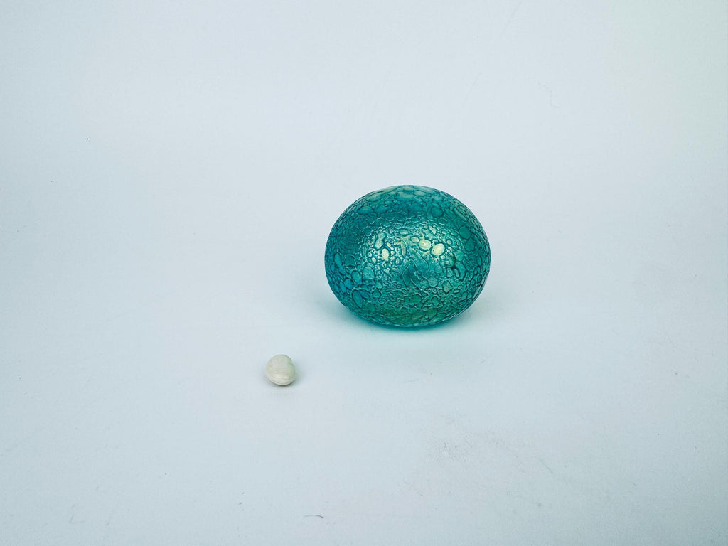 Product image for 'vintage round green iridescent crackle art glass paperweight heron glass studio made in england' (view 93cf2c)