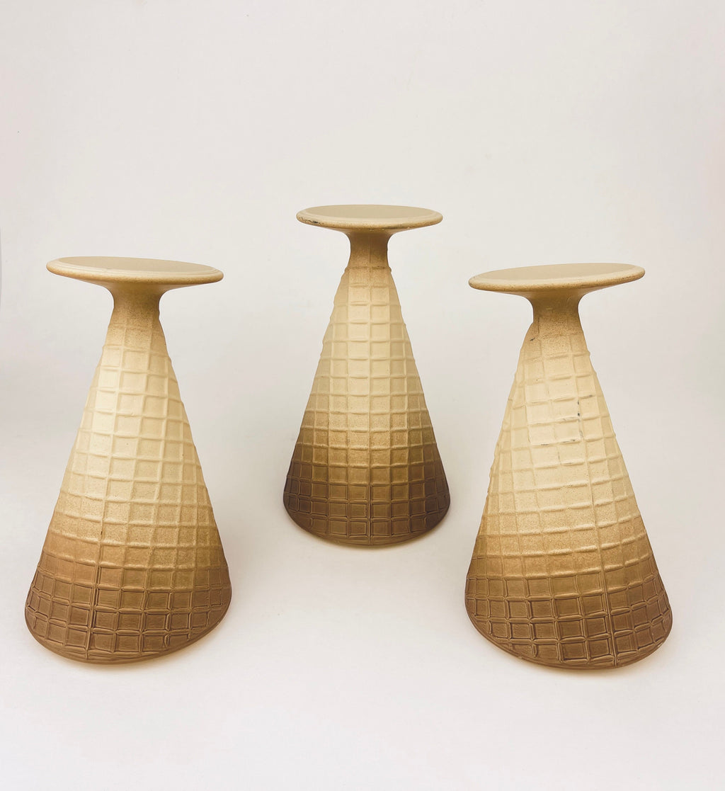 Product image for 'vintage waffle cone glass dessert cups set of three 3 made in italy' (view bb6f37)