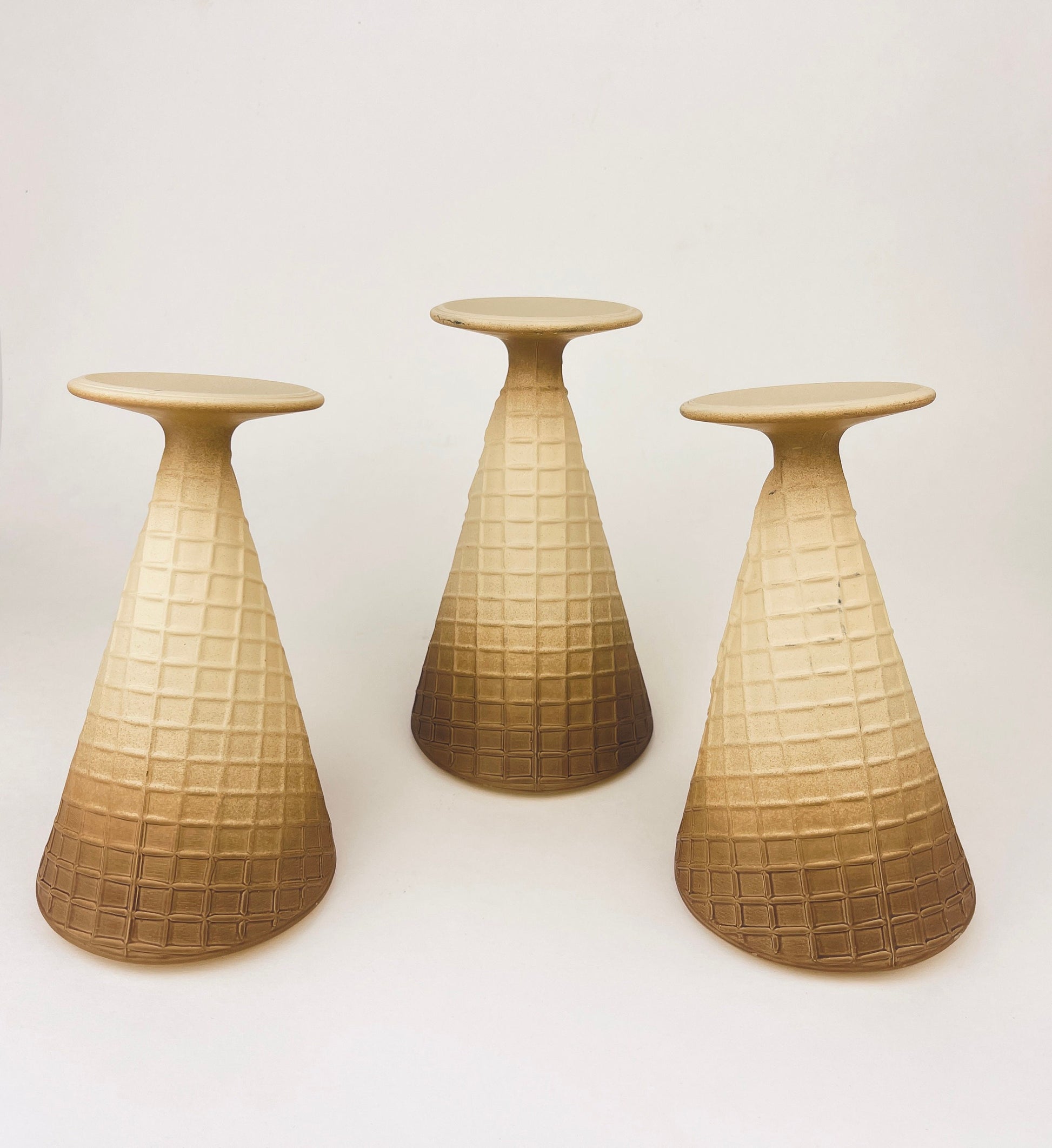 Product image for 'vintage waffle cone glass dessert cups set of three 3 made in italy' (view bb6f37)