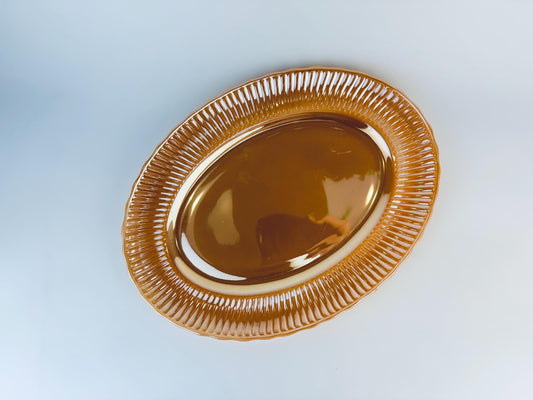 Product image for 'vintage peach lustreware 13 oval serving platter anchor hocking fire king made in usa' (view 9a23f7)