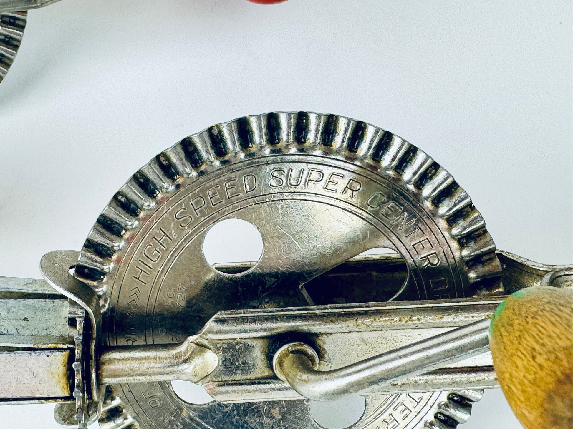 Product image for 'vintage a j metal red green wood manual double whisk high speed super center drive beater made in usa sold separately' (view 2503df)