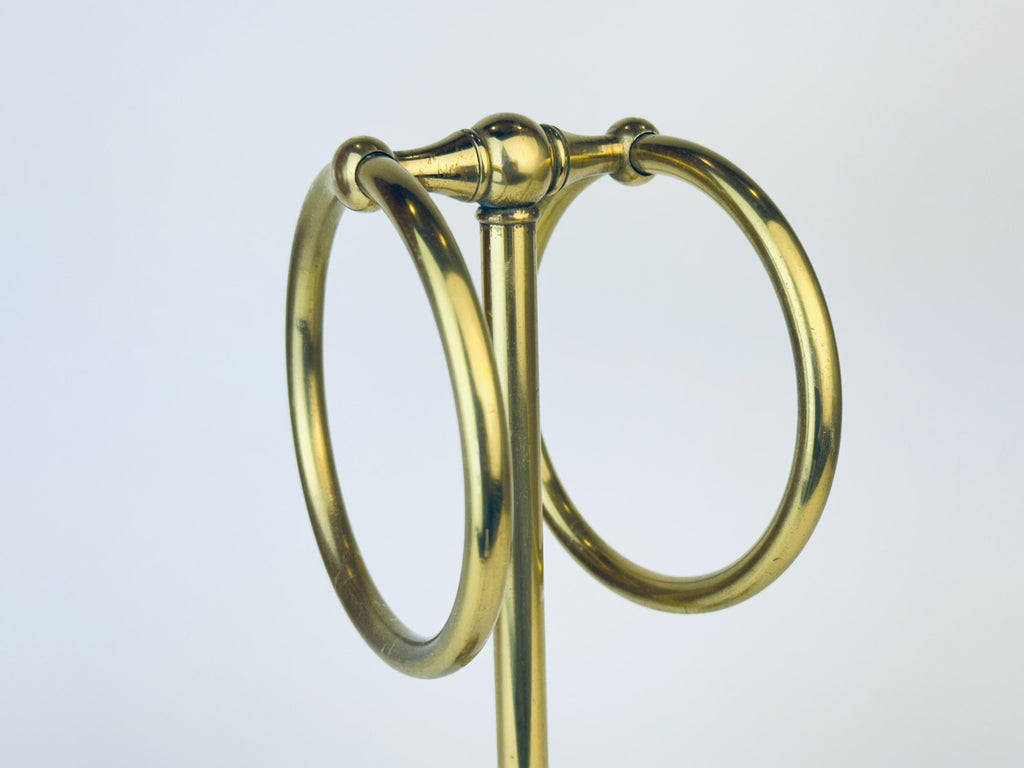 Product image for 'vintage brass tabletop dual ring towel hanger aged metal patina' (view 2a4b75)