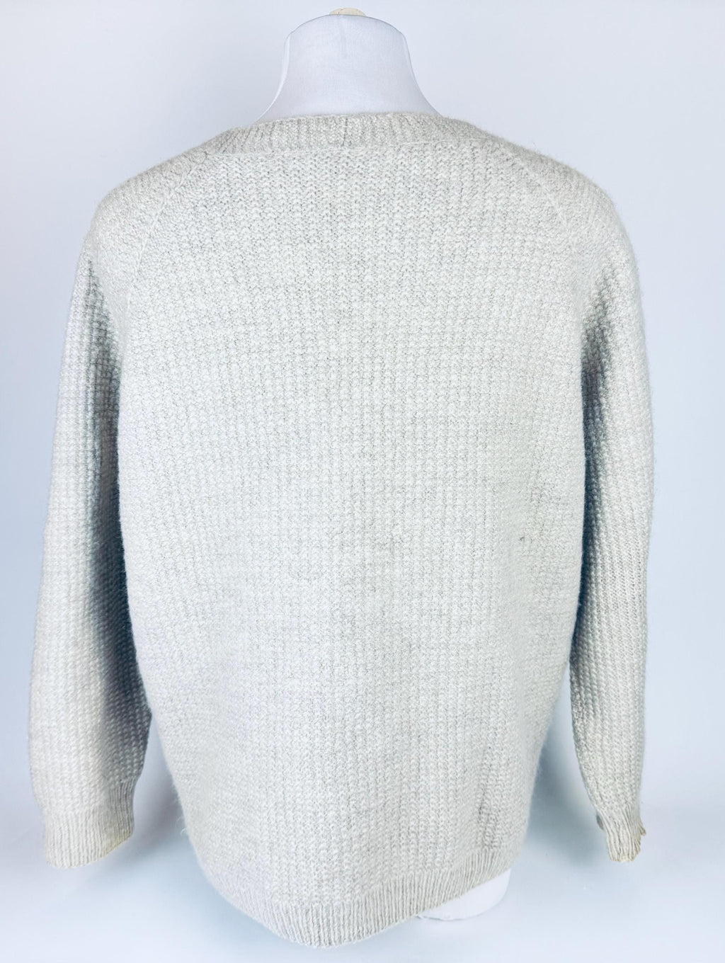 Product image for 'vintage beige waffle knit wool cardigan timeless texture wooden buttons' (view 589871)