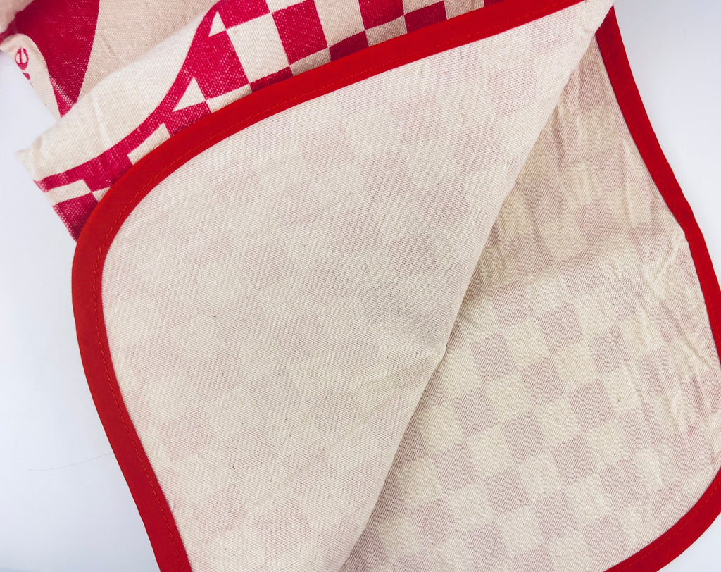 Product image for 'vintage red checkered christie cookies linen full apron red strings' (view 4e226b)