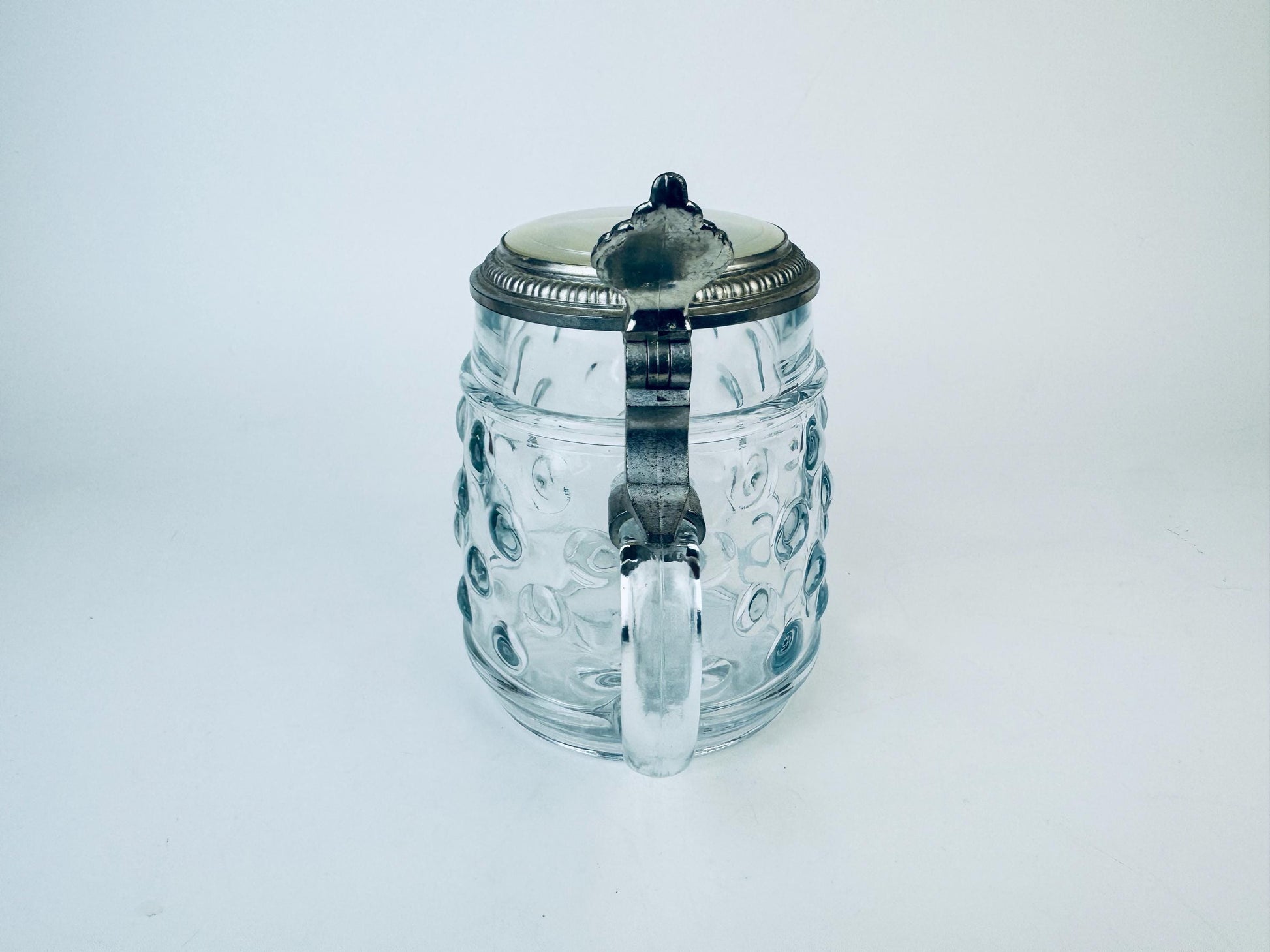 Product image for 'vintage hobnail glass silver lidded beer stein made in western germany' (view 5e0d81)