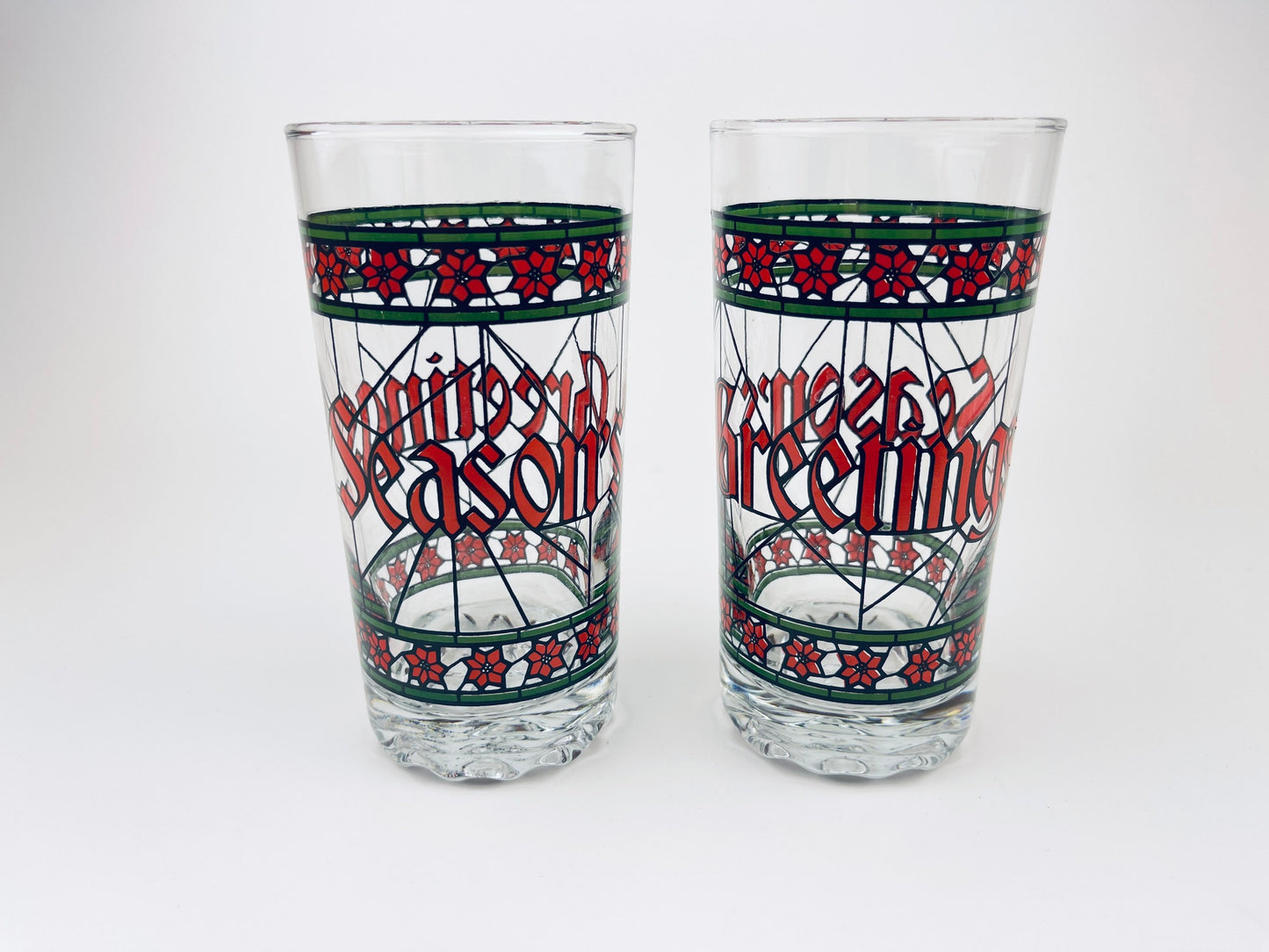 Product image for 'vintage houze season s greetings stained glass tumblers sets sold separately' (view 0f7b03)