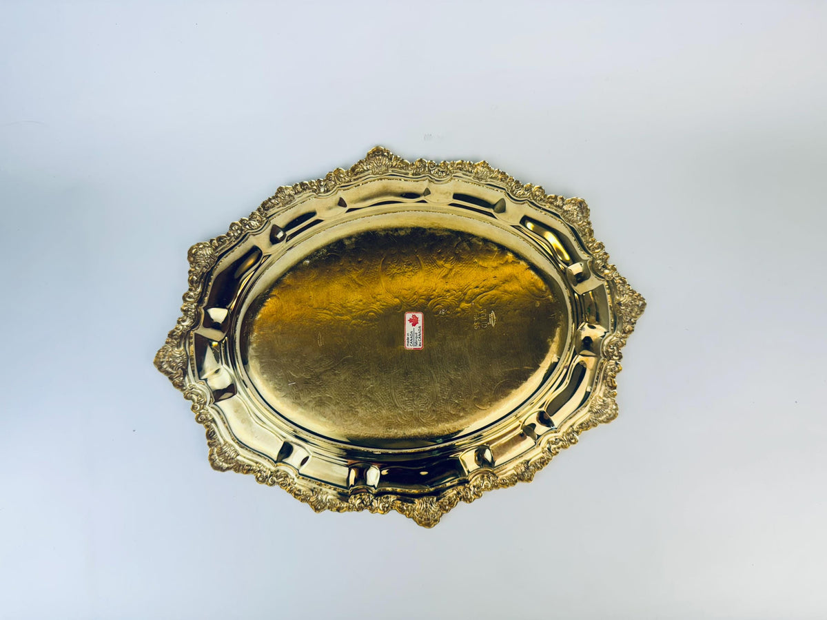 Product image for 'vintage viking plate ornate oval solid brass bowl made in canada' (view 012ce1)
