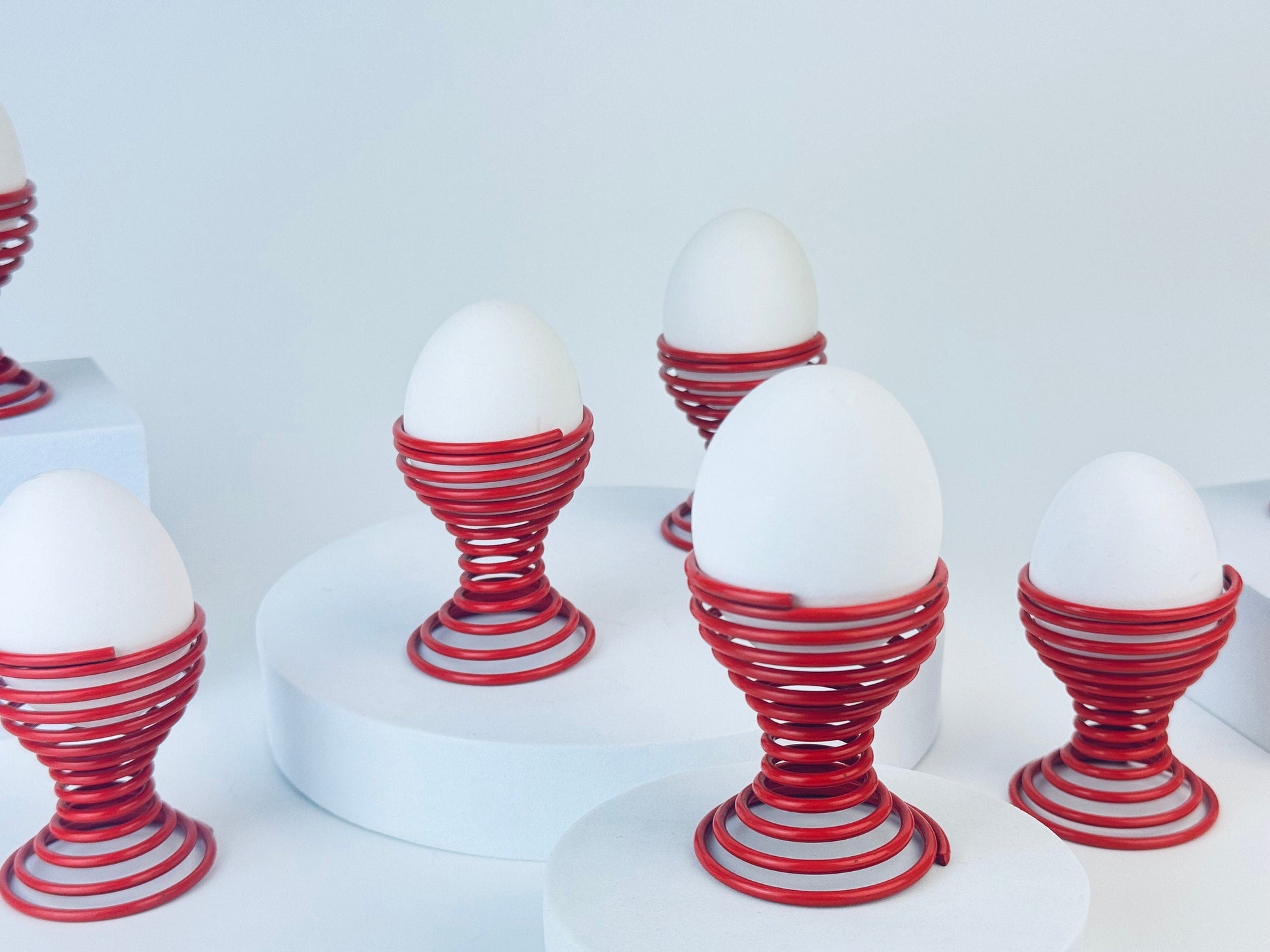 Product image for 'vintage 1980s metal spring egg skelter cup holders sets sold separately' (view 262feb)