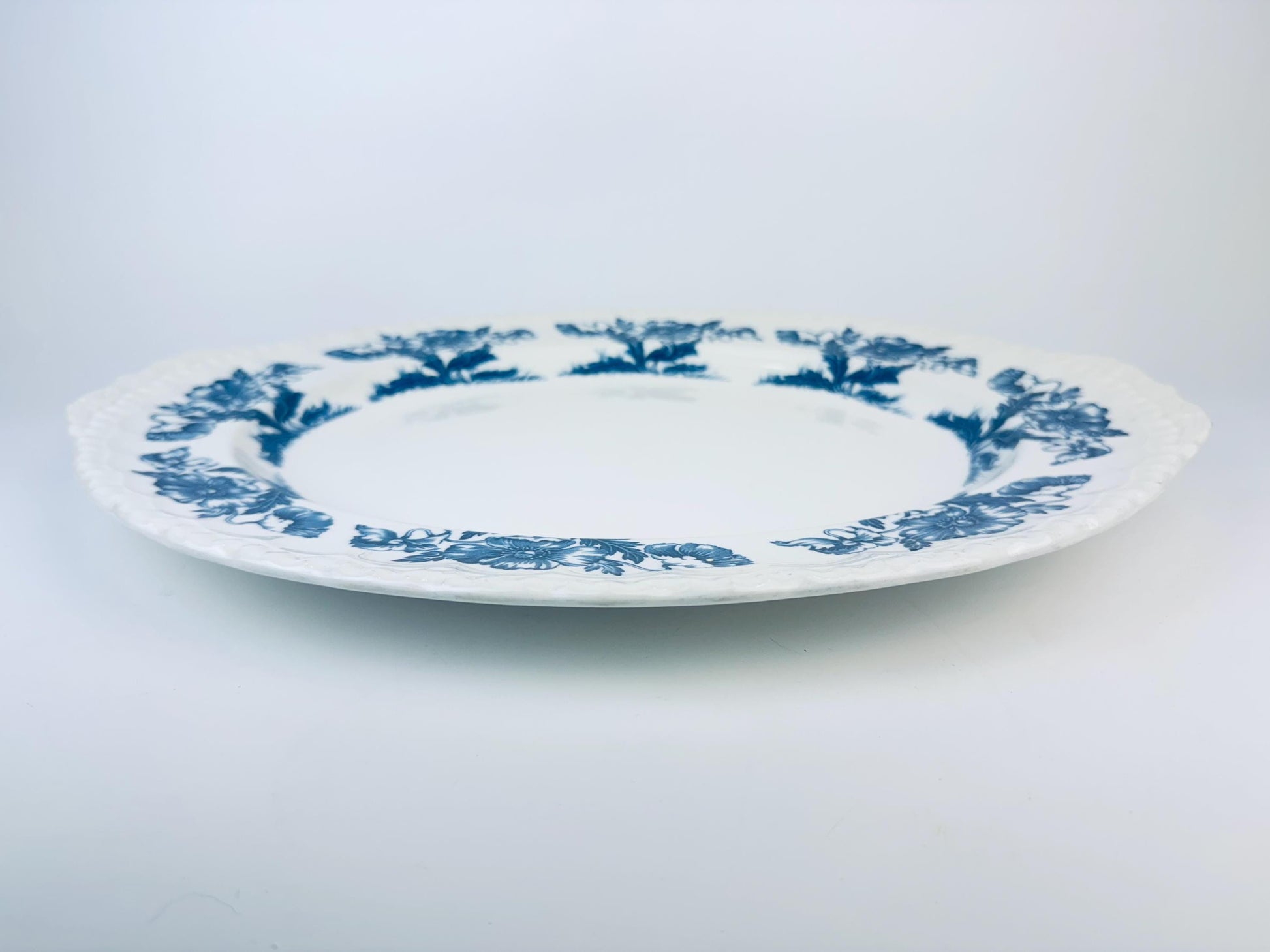 Product image for 'vintage antique blue white floral oval serving platter atlas grindley england' (view 536b1b)