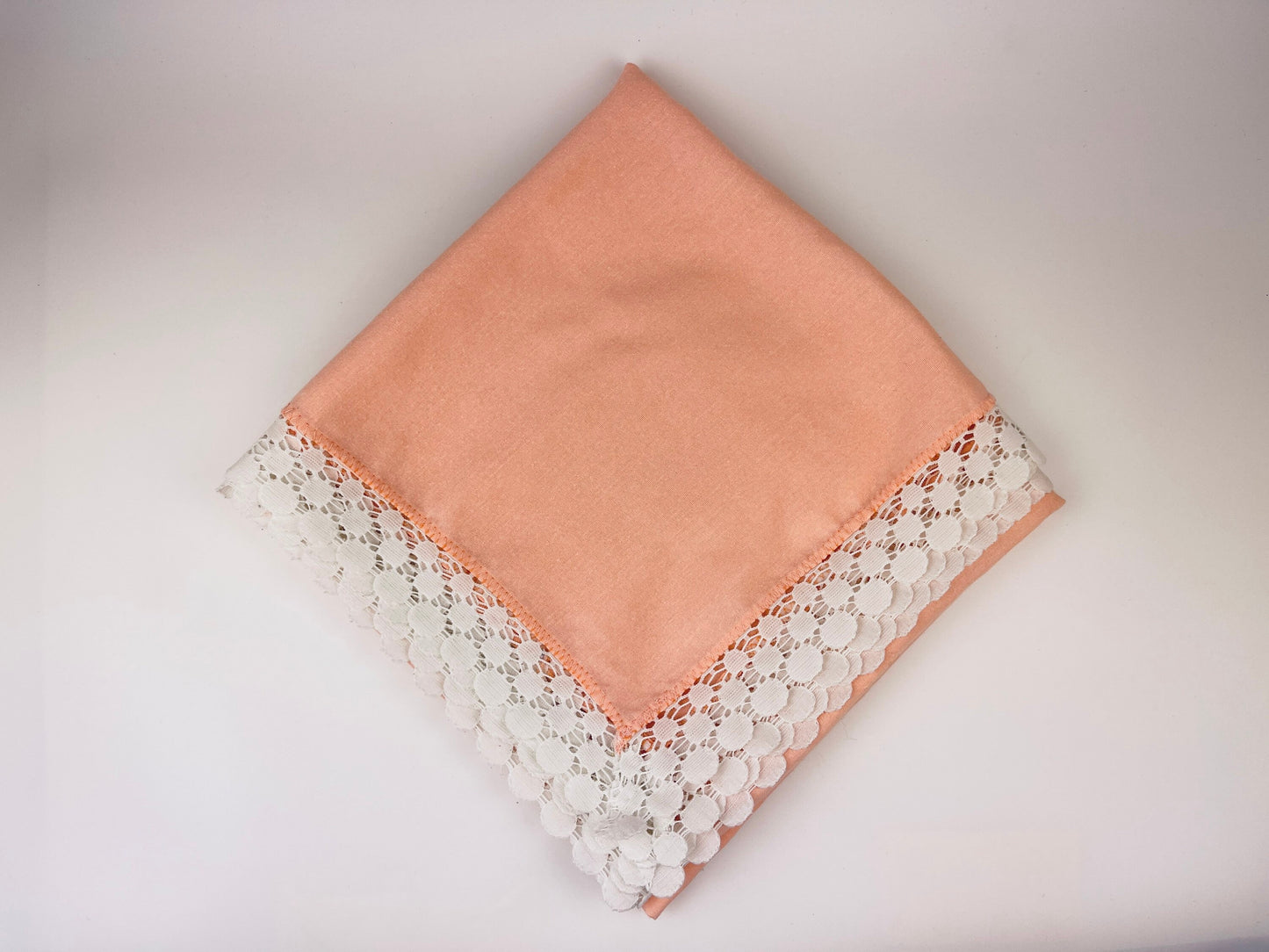 Product image for 'vintage pink white lace edge square tablecloth' (view 6c5c48)