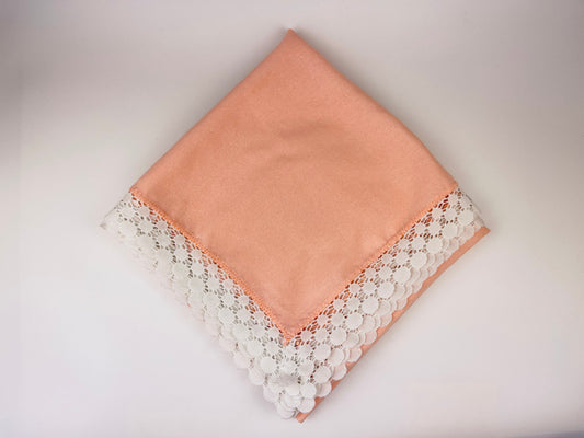 Product image for 'vintage pink white lace edge square tablecloth' (view 6c5c48)