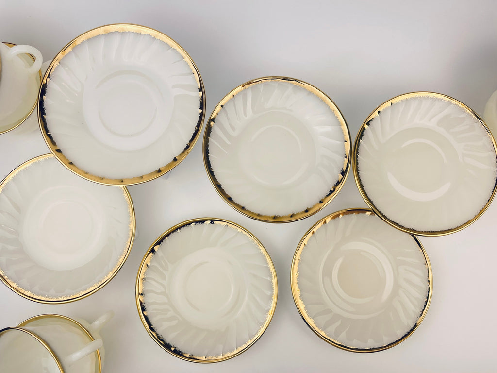 Product image for 'vintage fire king white gold gilt trim milk glass tea cup saucer replacement made in usa' (view 086a5d)