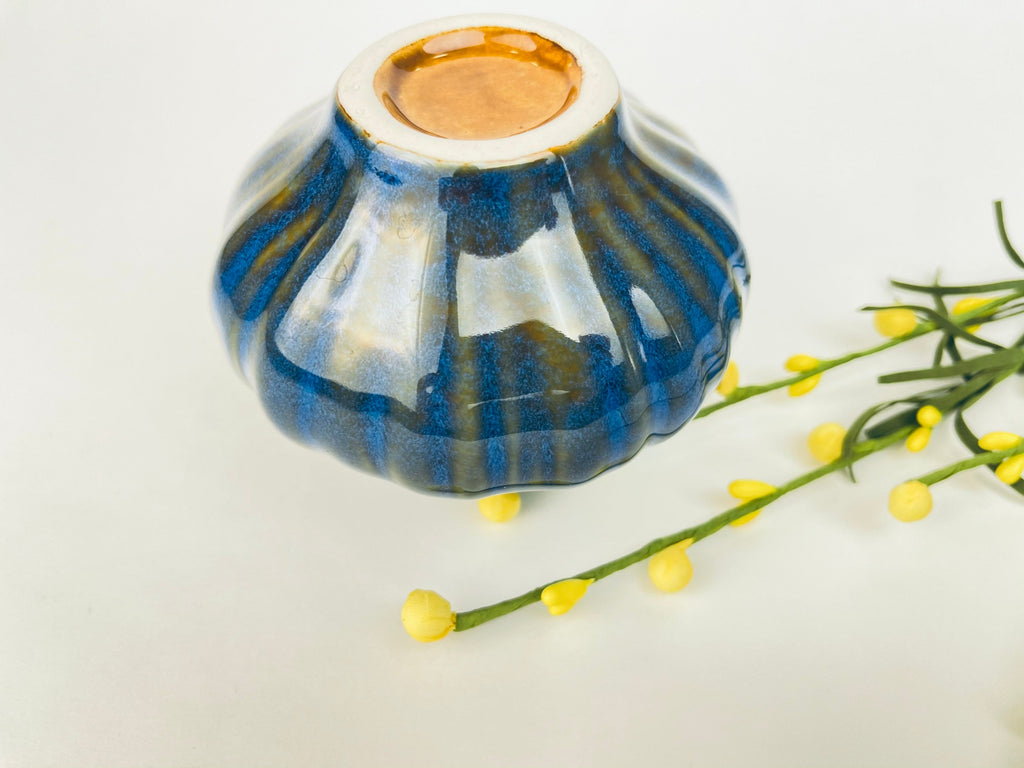Product image for 'vintage bud floral vase glazed green blue drip pattern' (view 9f8d54)