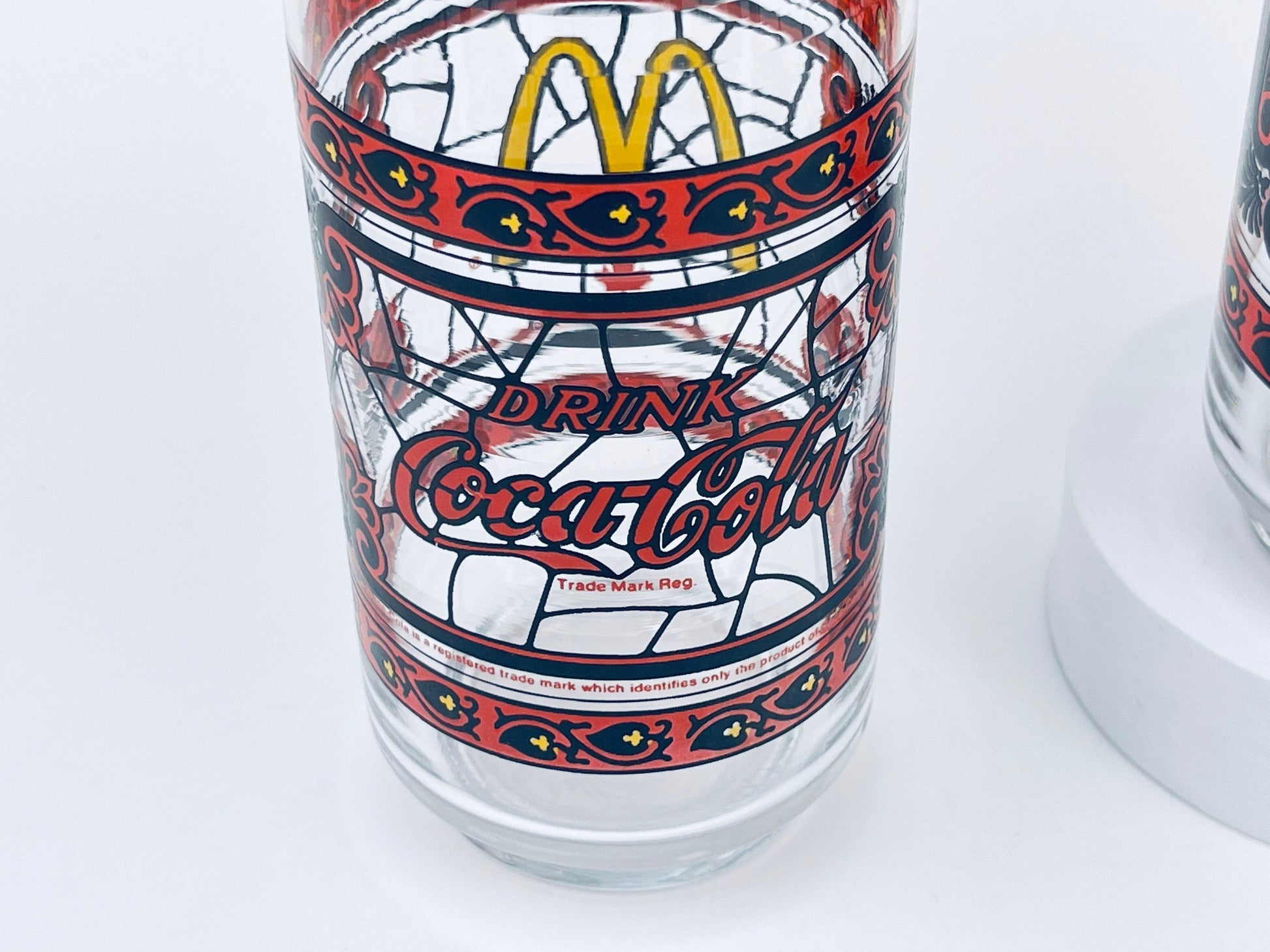 Product image for 'vintage coca cola mcdonalds canada stained glass water tumbler glasses sold individually' (view 754c44)