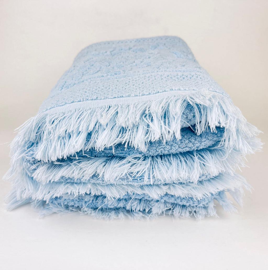 Product image for 'vintage blue textured floral fringe rectangular bath towels cotton polyester blend made in canada sold separately' (view 370d74)
