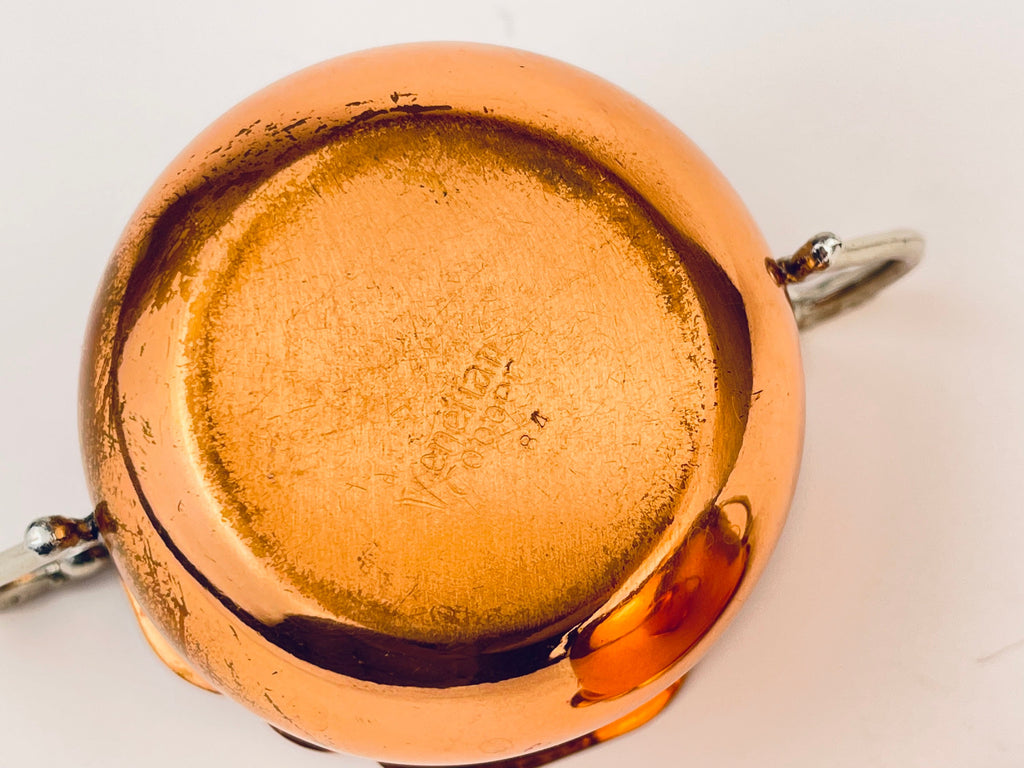 Product image for 'vintage copper cream sugar bowl set made by venetian copper silver handles' (view 01a2fa)