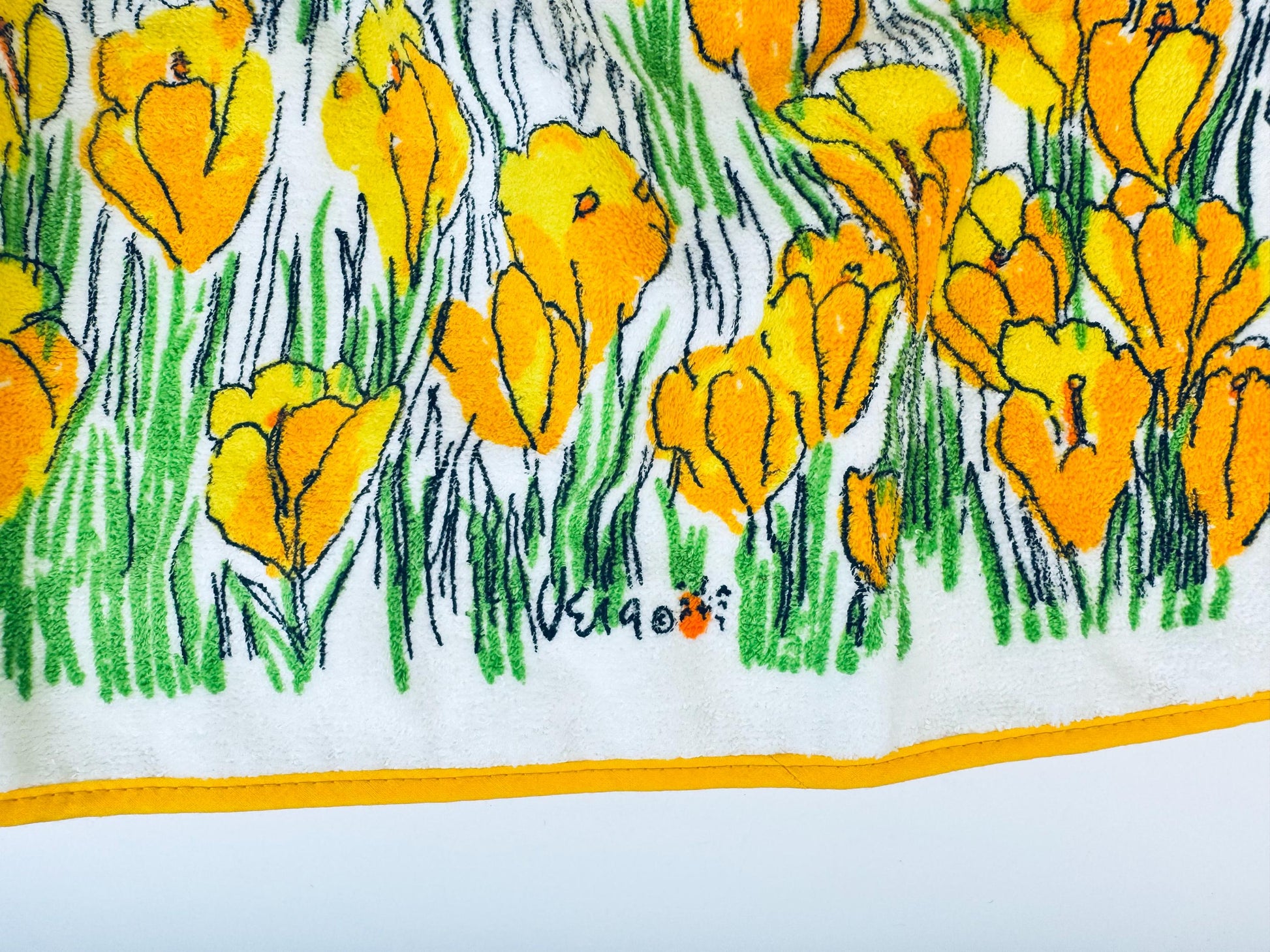 Product image for 'vintage vera yellow floral terry cloth towel waist apron 100 cotton new old stock nos' (view 60ff64)