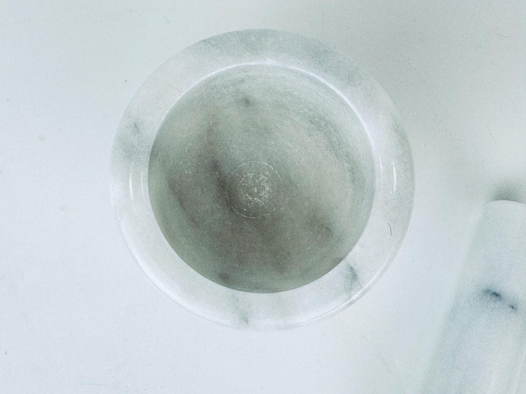 Product image for 'vintage white grey marble stone mortar pestle' (view a0fe9a)