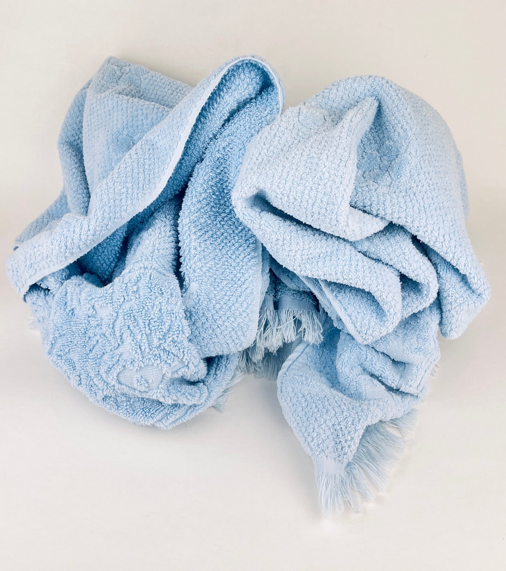 Product image for 'vintage blue textured floral fringe rectangular bath towels cotton polyester blend made in canada sold separately' (view 0f56fc)