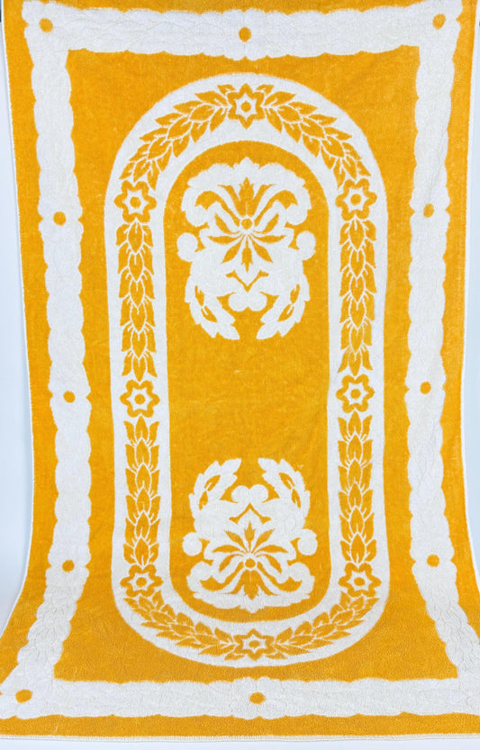 Product image for 'vintage 1980s golden floral reversible cotton beach shower towel xl oversized made in poland sold separately' (view c09231)