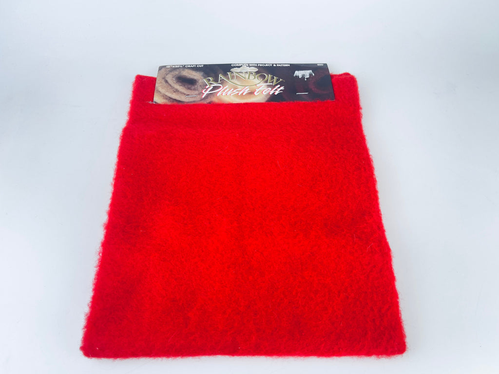 Product image for 'vintage red christmas plush felt pattern stocking material made in usa by rainbow 18 x 22 craft cut new old stock nos' (view 02a11d)
