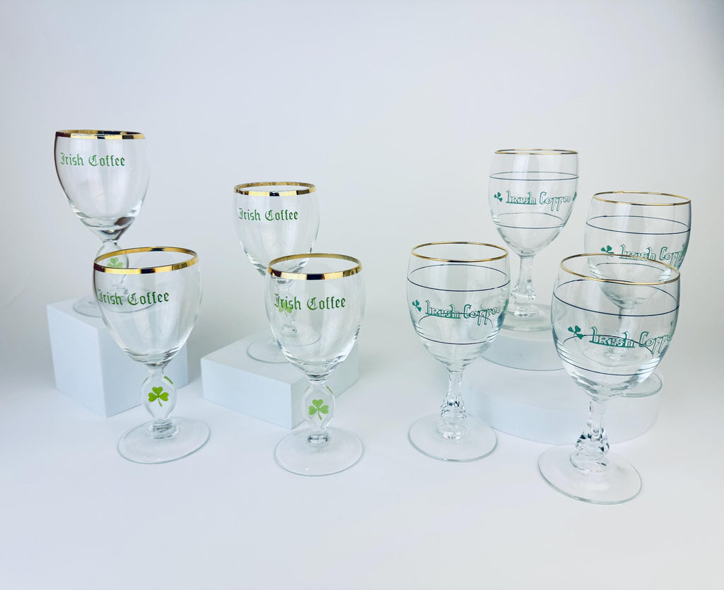 Product image for 'vintage irish coffee gold rimmed pedestal glasses goblets sets sold separately' (view b460c4)