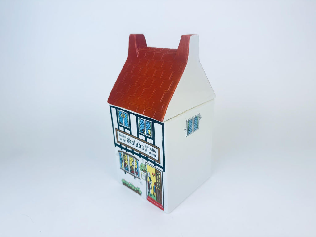 Product image for 'vintage village stores by wade ceramic lidded jar sale de the salade ye olde tearoom made in staffordshire england' (view 61c6c8)