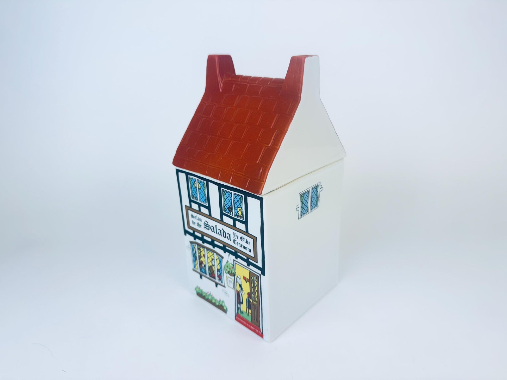 Product image for 'vintage village stores by wade ceramic lidded jar sale de the salade ye olde tearoom made in staffordshire england' (view 61c6c8)