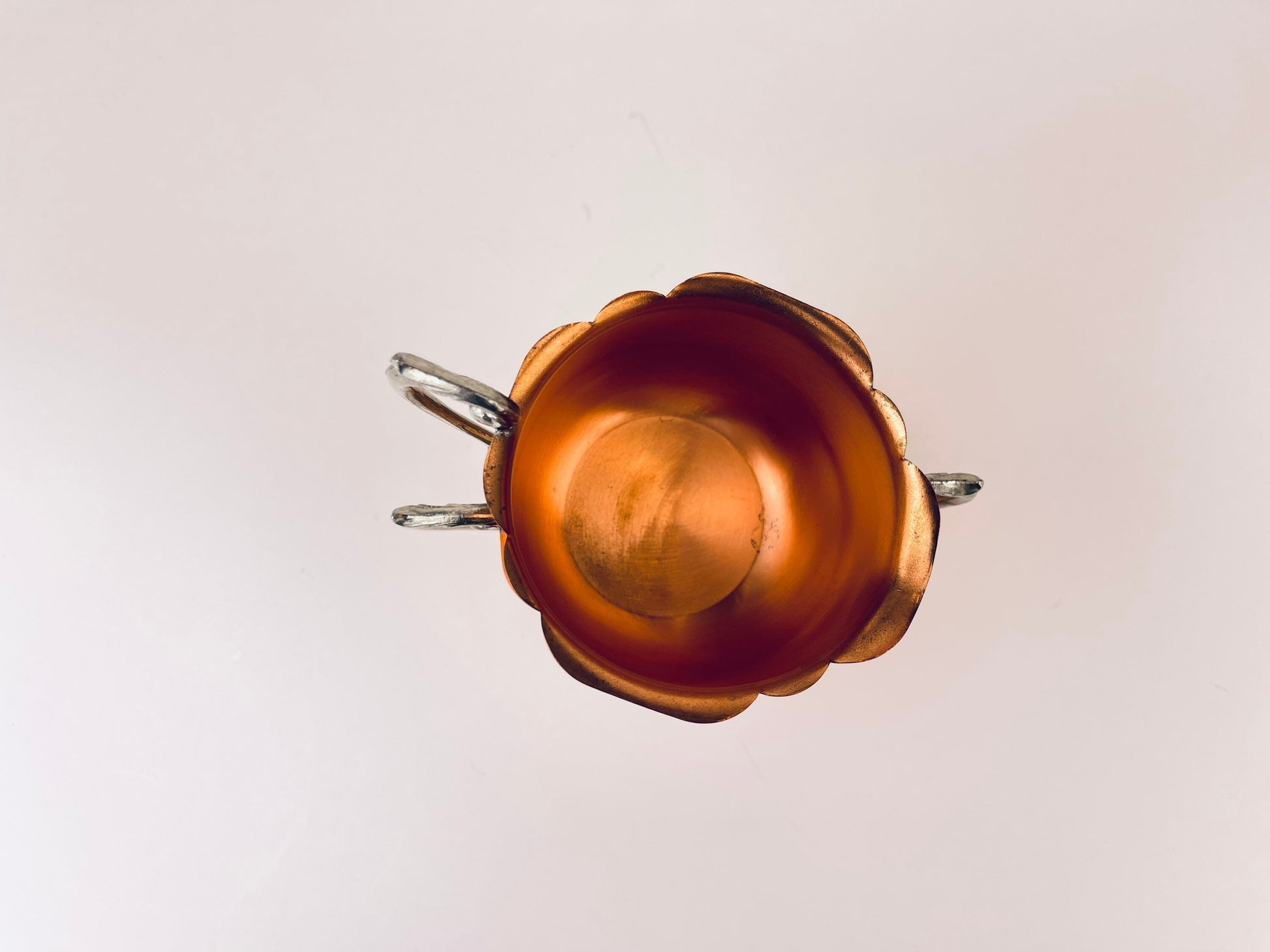 Product image for 'vintage copper cream sugar bowl set made by venetian copper silver handles' (view b91304)