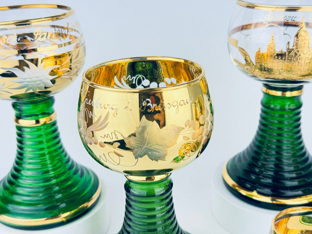 Product image for 'vintage german souvenir roemer green beehive stemmed barware glass sold separately' (view 422f51)