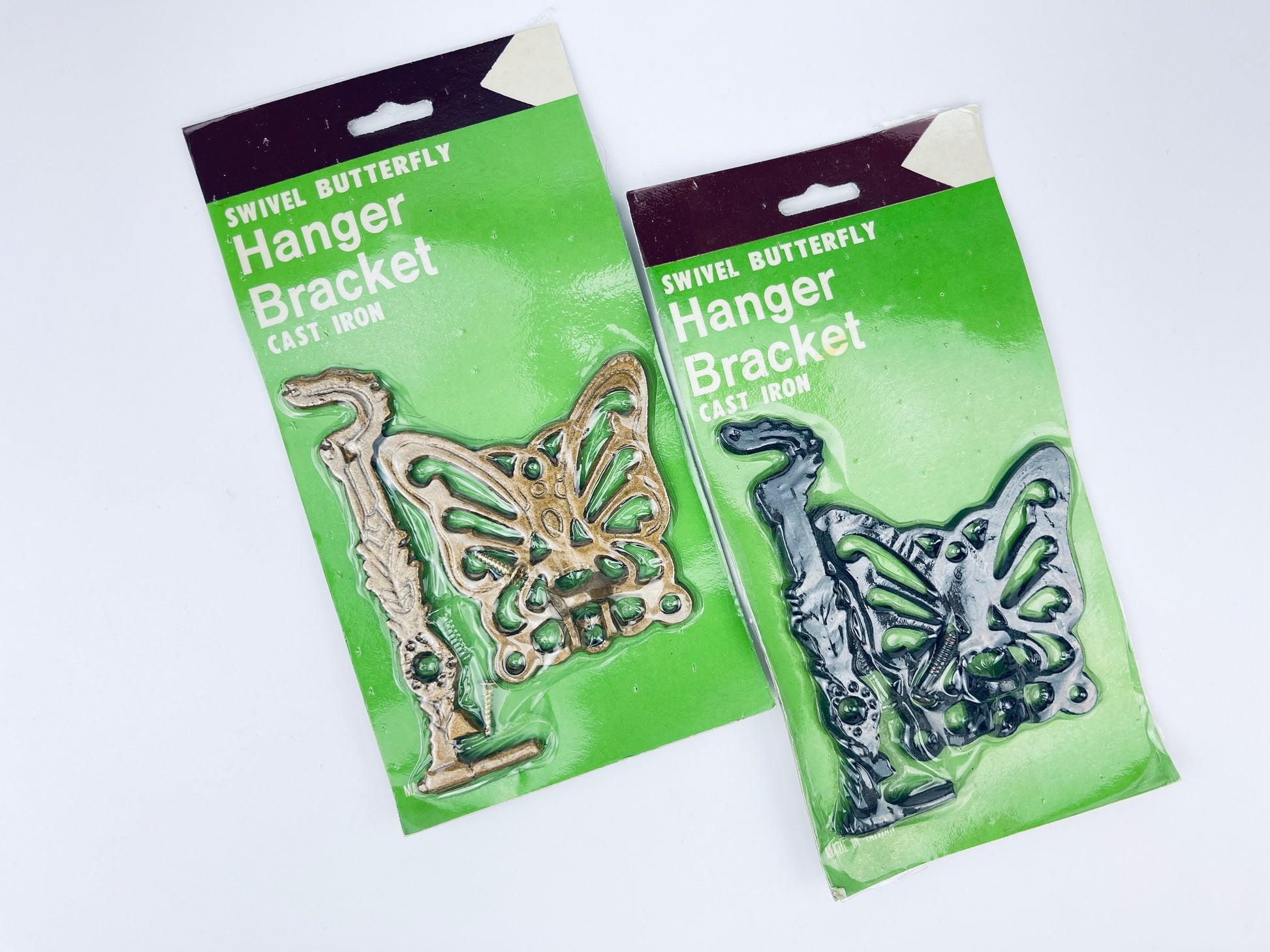 Product image for 'vintage cast iron butterfly swivel wall hanger bracket new old stock nos gold black colour options' (view ab457e)