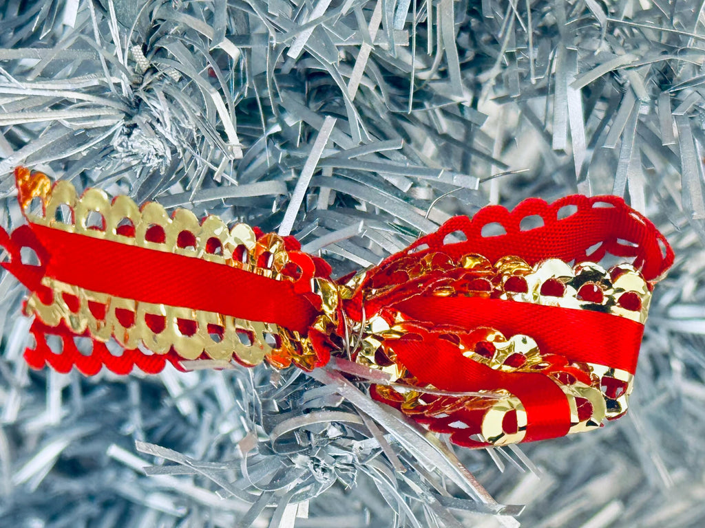 Product image for 'vintage red gold christmas tree ornament trimmings mid century modern christmas made in japan' (view 320808)