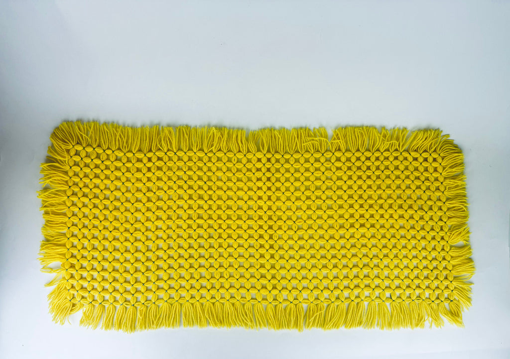 Product image for 'vintage yellow blue woven fringe table runner placemats' (view bf04ae)