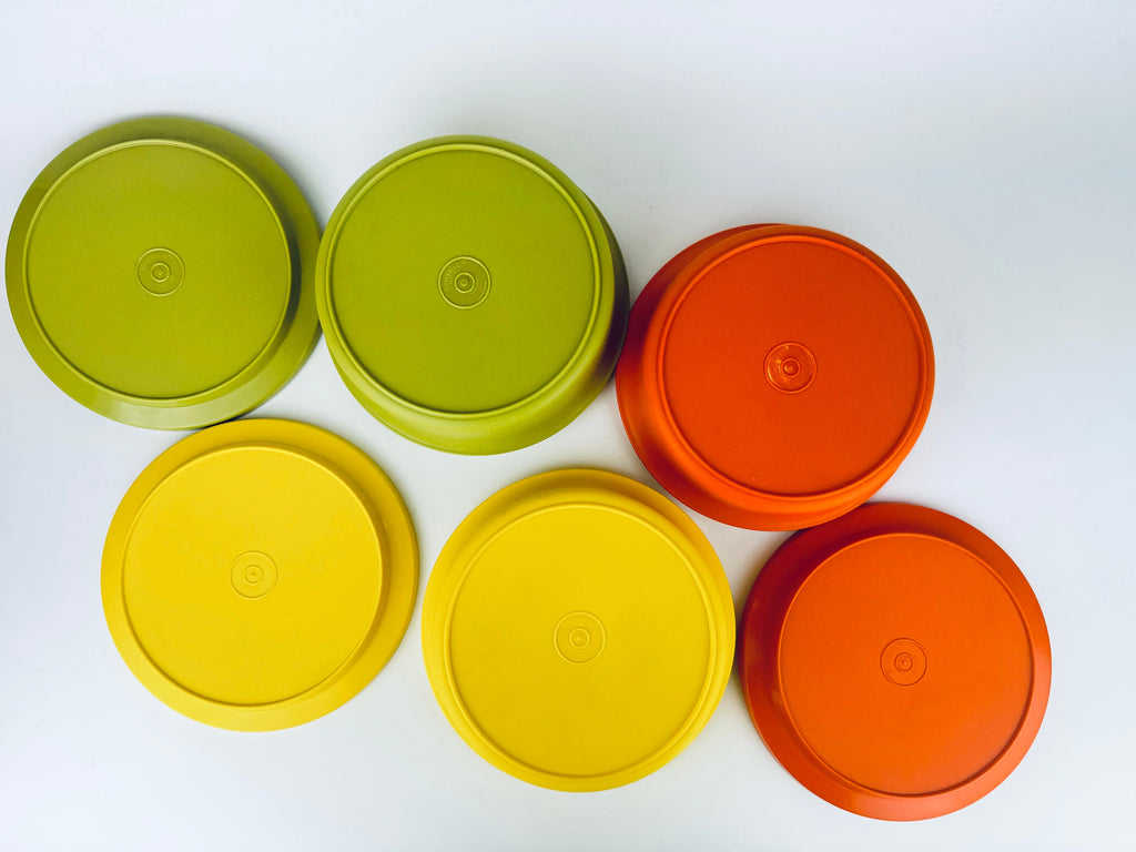 Product image for 'vintage plastic tupperware container set harvest orange yellow avocado green made in canada sold separately' (view c0a5f0)