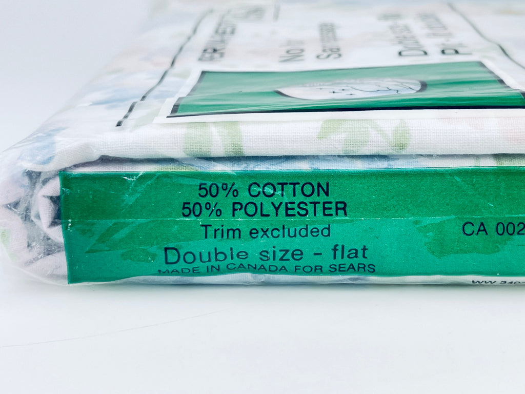 Product image for 'vintage sears perma prest floral double full flat sheet 50 50 cotton polyester blend new old stock nos made in canada' (view eca8d8)
