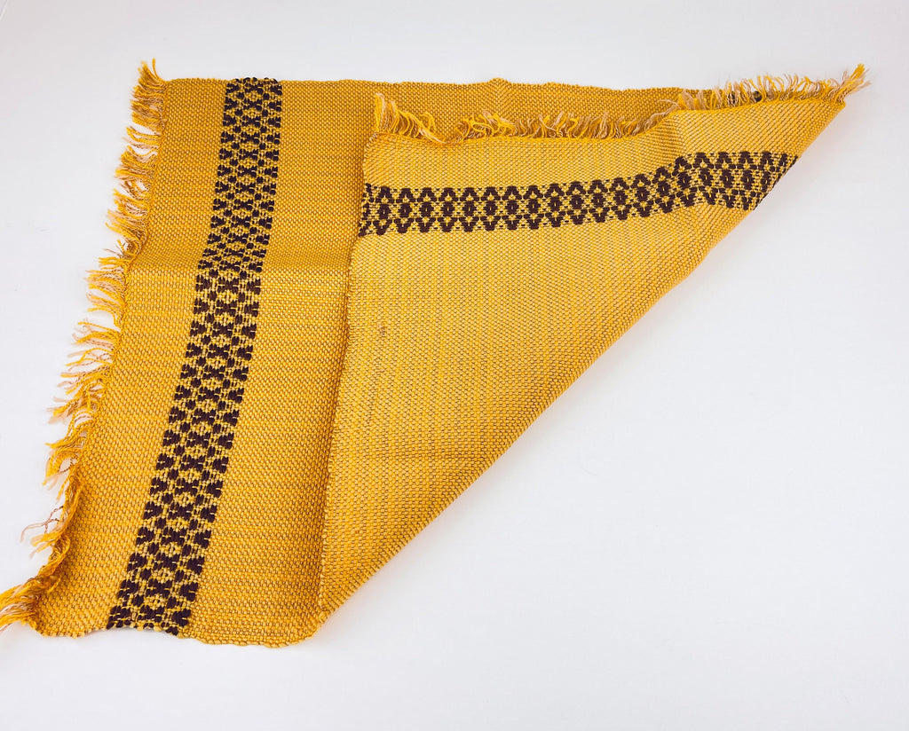 Product image for 'vintage rectangular fringe place mat table linen mustard yellow brown set of four 4' (view e9ca1c)