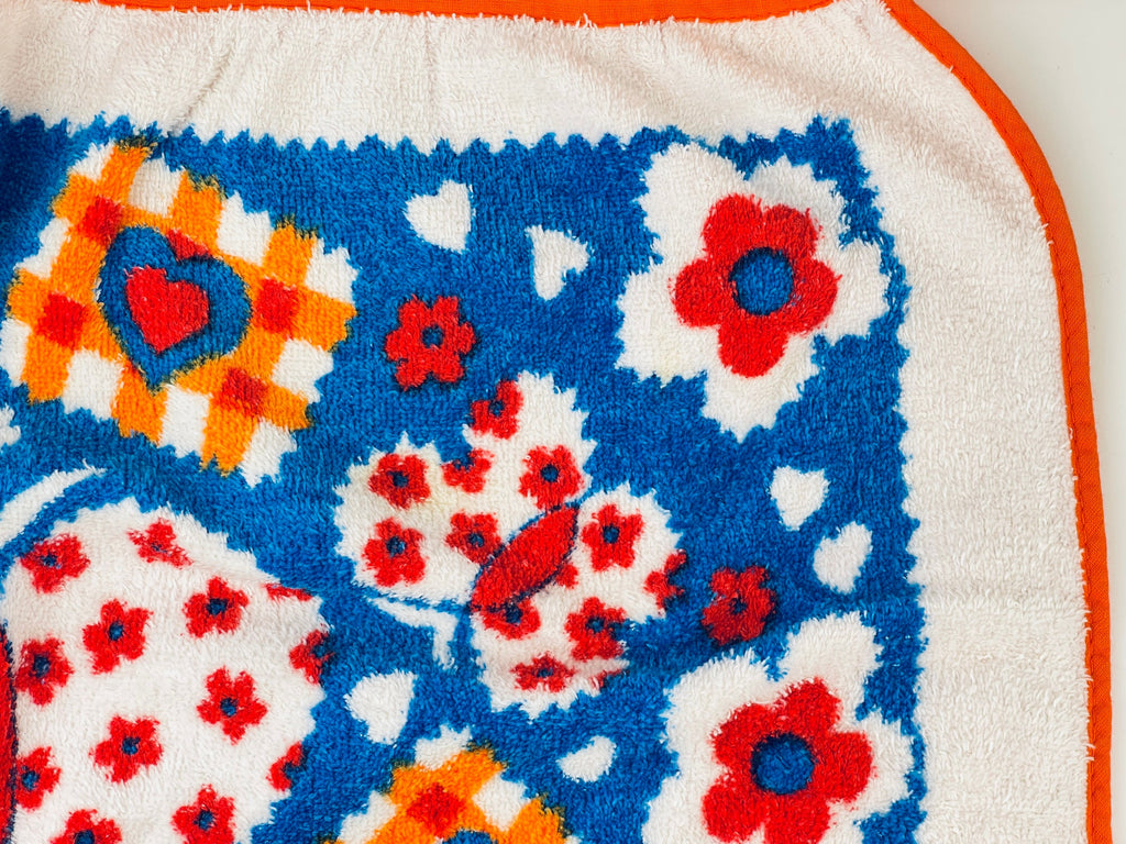 Product image for 'vintage butterfly flower power terry towel waist apron orange trim' (view 499eae)