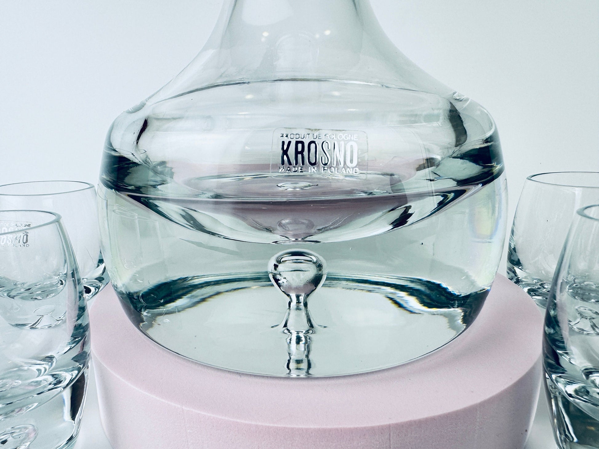 Product image for 'vintage krosno controlled bubble crystal glass barware set glass decanter six 6 shot glasses made in poland' (view d53d92)