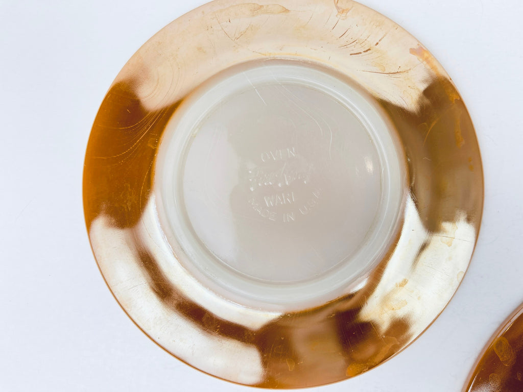 Product image for 'vintage peach lustreware laurel leaf replacement bowls saucer plates set of two 2 fire king made in usa sets sold separately' (view 0bfcfc)
