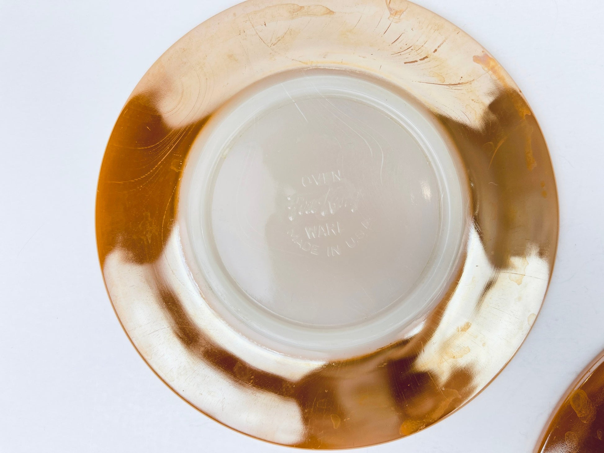 Product image for 'vintage peach lustreware laurel leaf replacement bowls saucer plates set of two 2 fire king made in usa sets sold separately' (view 0bfcfc)