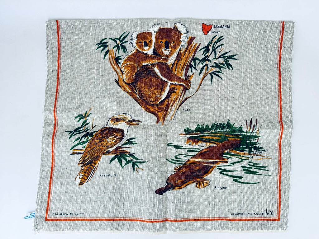 Product image for 'vintage australia fauna souvenir pure linen tea towel statement towel designed in australia by heil' (view fb0ec1)