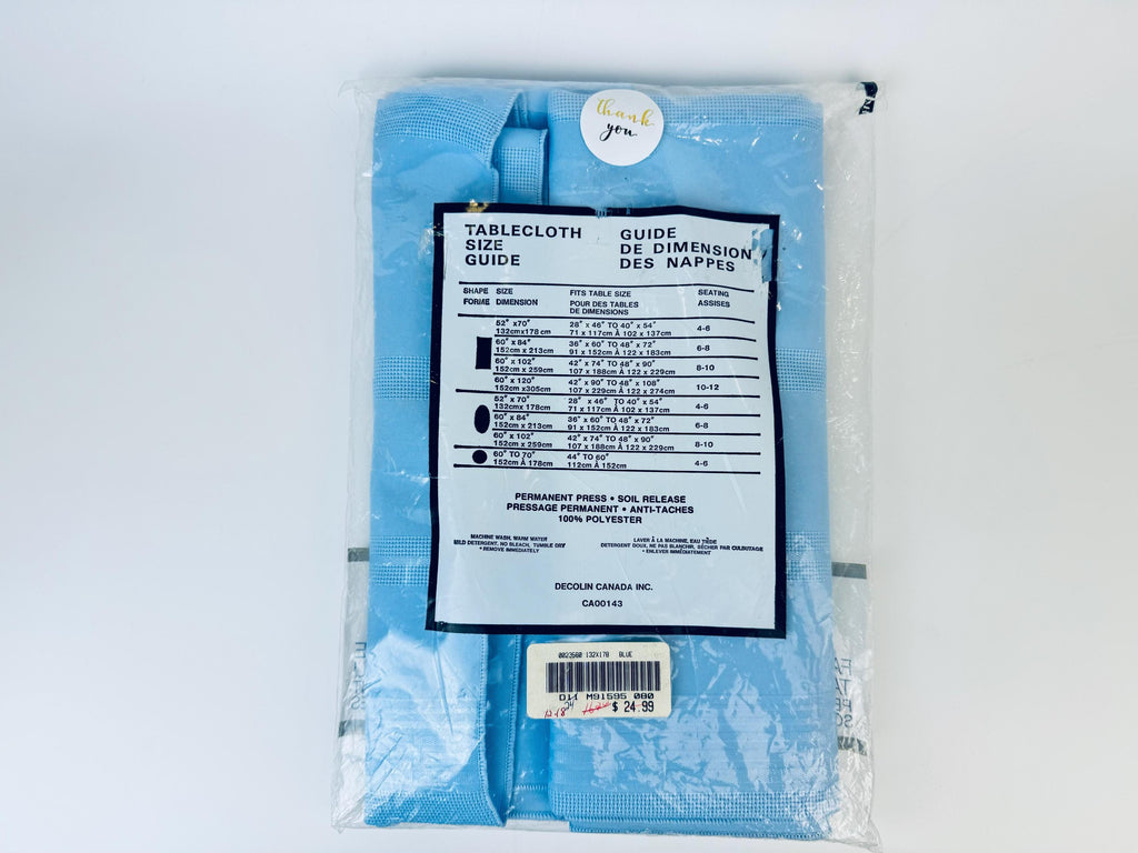 Product image for 'vintage riviera oblong rectangular light blue fabric table cloth 52 x 70 permanent press' (view dc4c12)