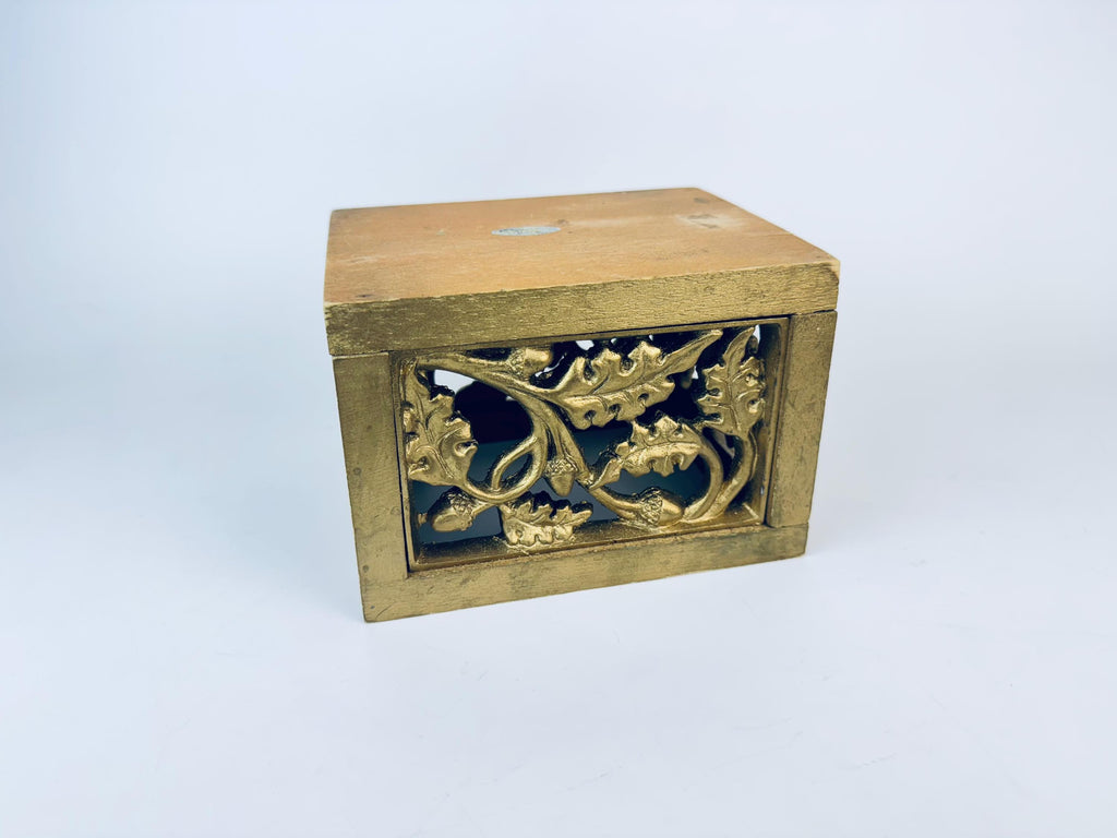Product image for 'vintage gold carved wood box botanical desktop organizer' (view 87d7de)