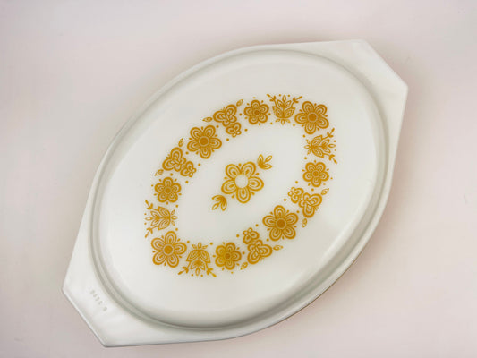 Product image for 'vintage butterfly gold pyrex divided casserole dish 1 qt' (view 43f387)
