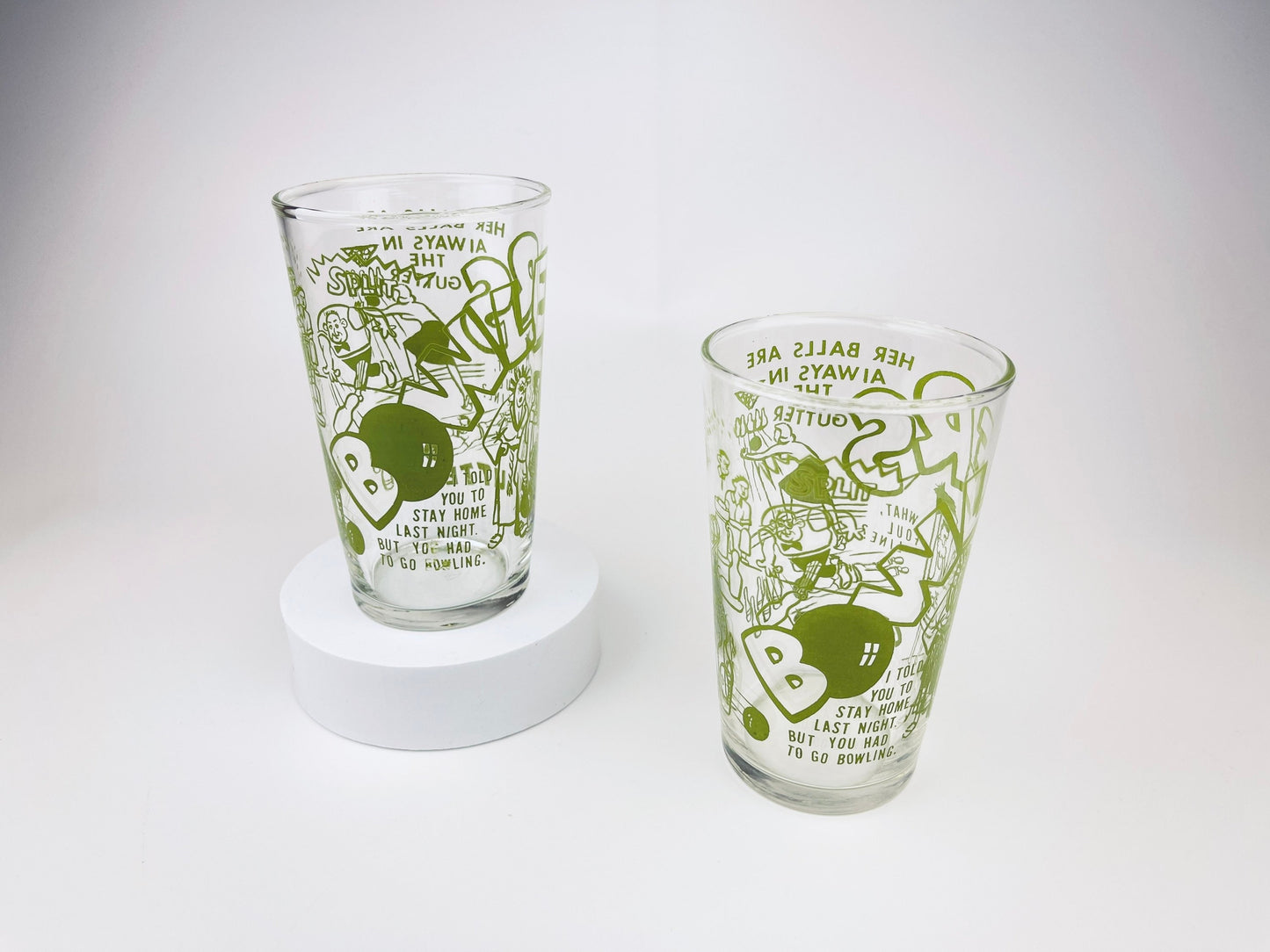 Product image for 'vintage bowling federal glasses set of two 2 bowler gift' (view fff3ae)