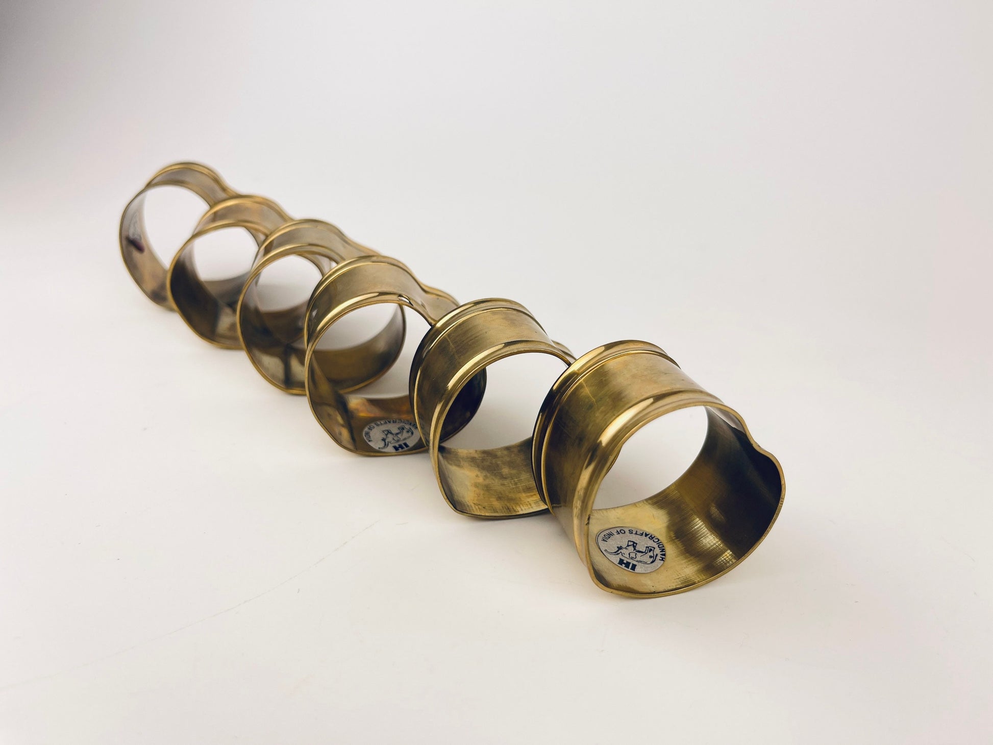 Product image for 'vintage brass heart shaped napkin ring holders set of six 6 attractive aged patina' (view 1b2057)