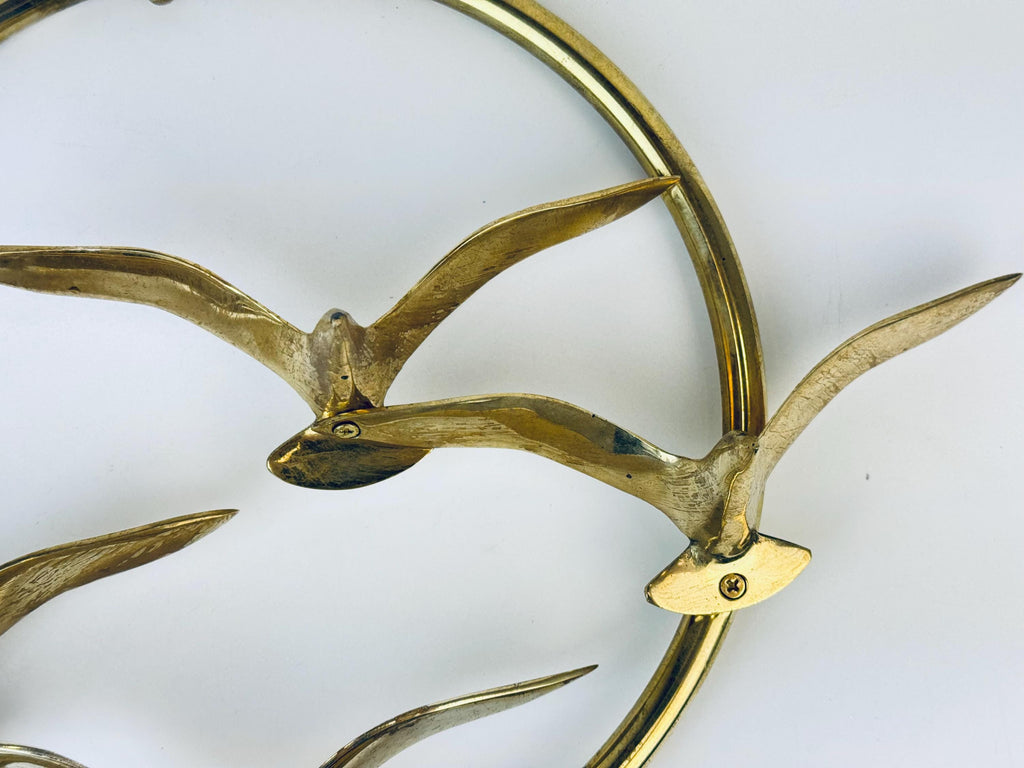 Product image for 'vintage wall mounted flying solid brass bird quattro 11 circular ring' (view a01ffe)