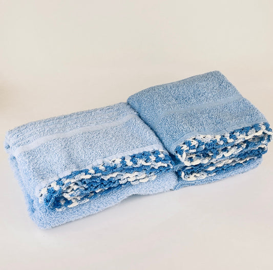 Product image for 'vintage martex light blue cotton hand bath towel set crochet trim usa made set of 3' (view 87d189)
