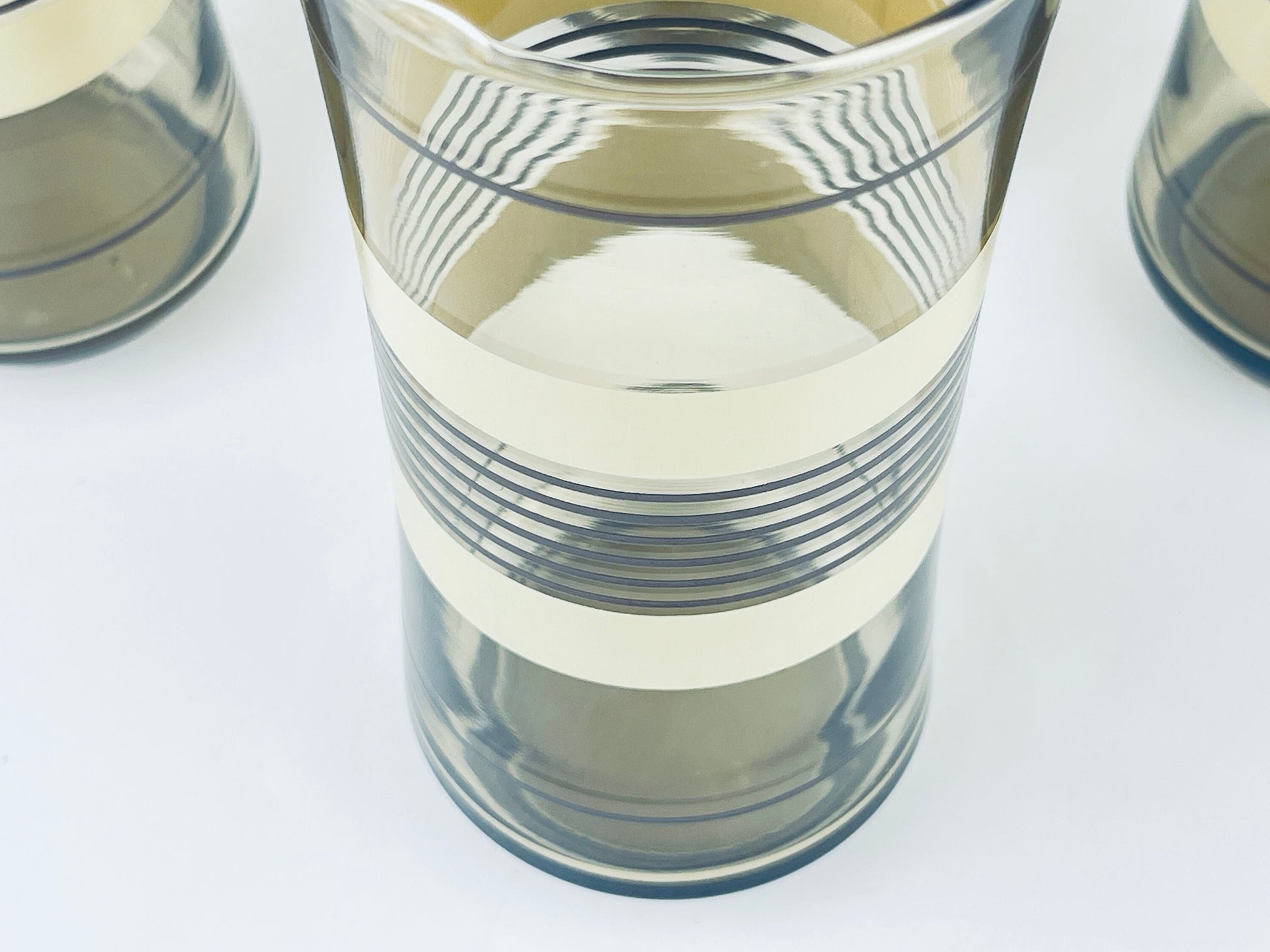 Product image for 'vintage beige brown striped water glasses set of four 5' (view 616b8a)